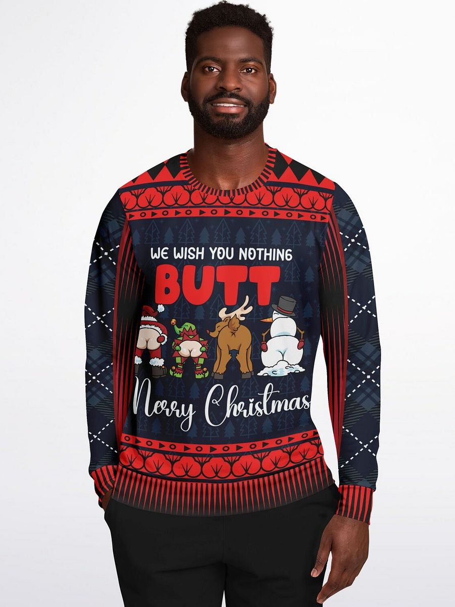 “We Wish You Nothing Butt” Funny Christmas Sweatshirt | Holiday Party Jumper | Humorous Santa Elf Reindeer Design | Unisex Adult Christmas Gift product image (5)
