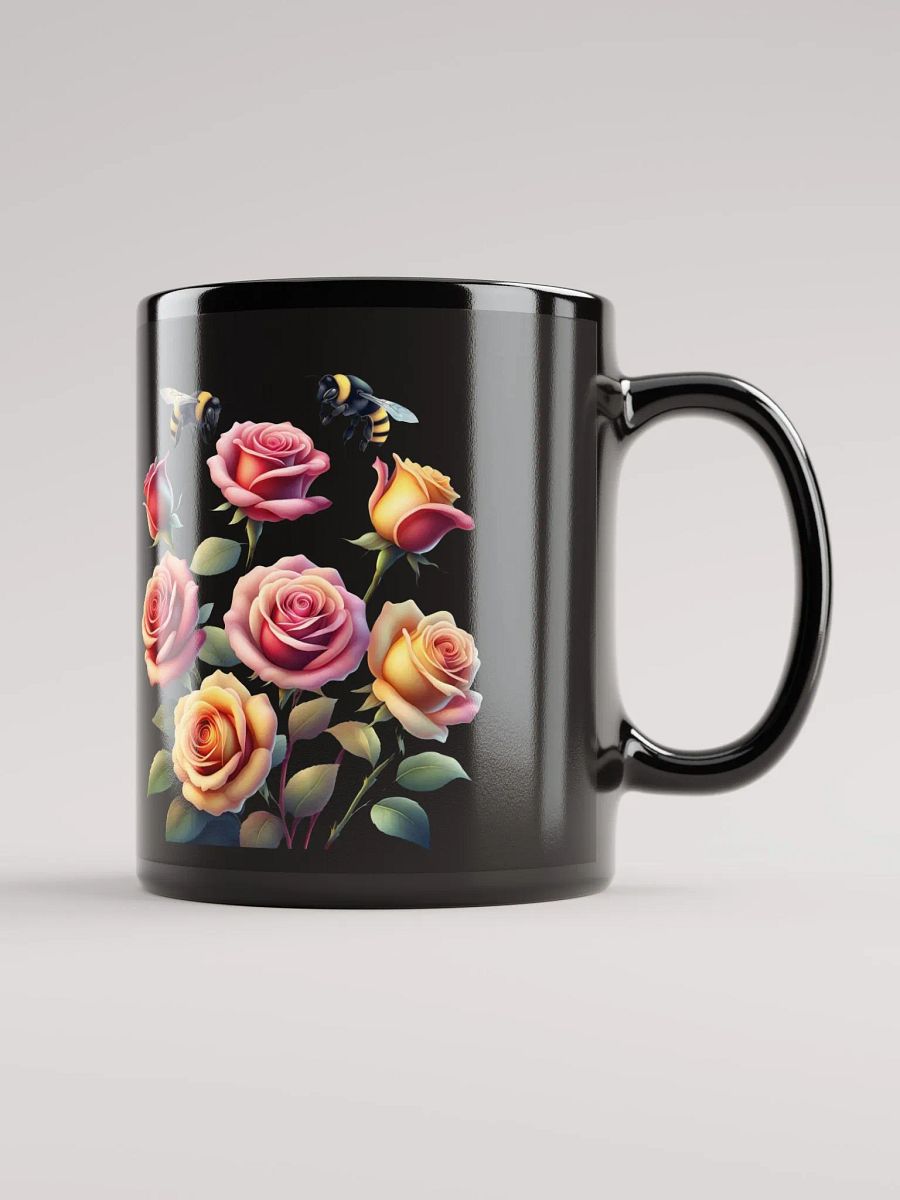 Honey Bees and Roses Graphical Design Black Mug product image (10)
