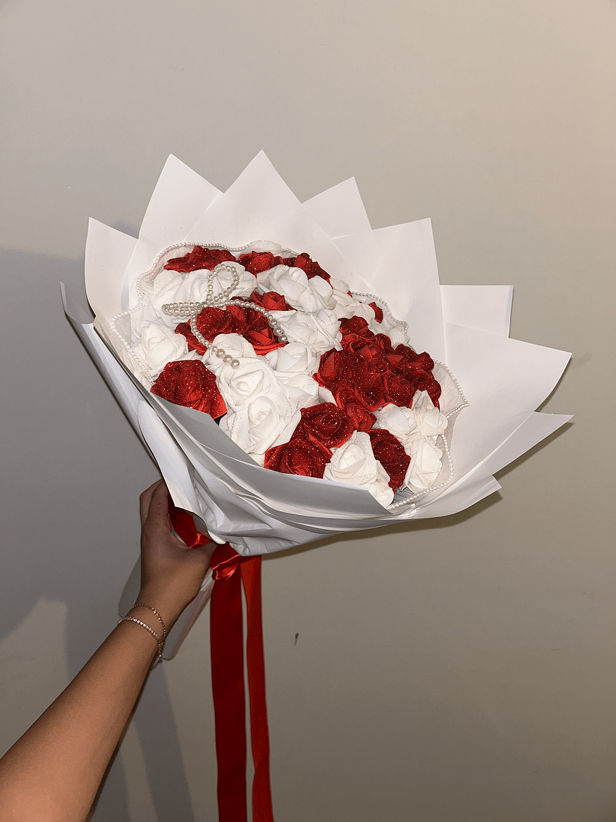 White & Red Glitter Bouquet product image (4)