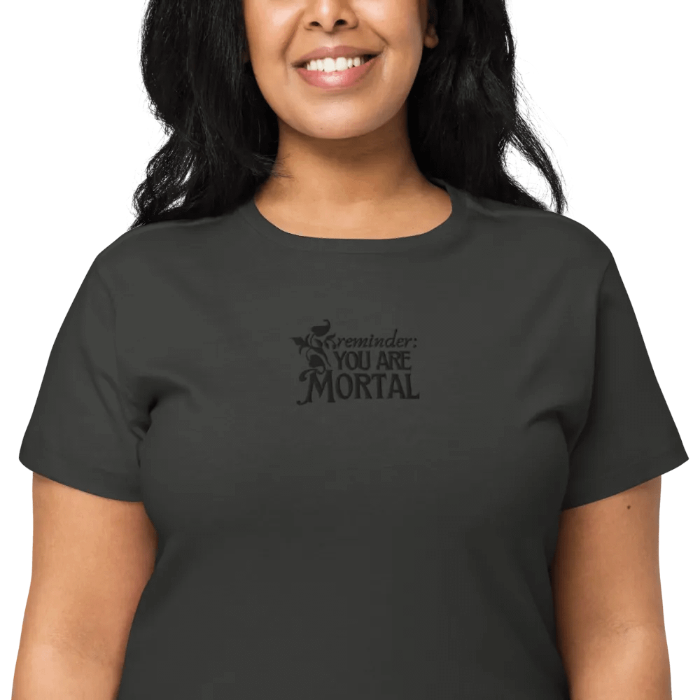 reminder: you are mortal tee (black on black) product image (2)