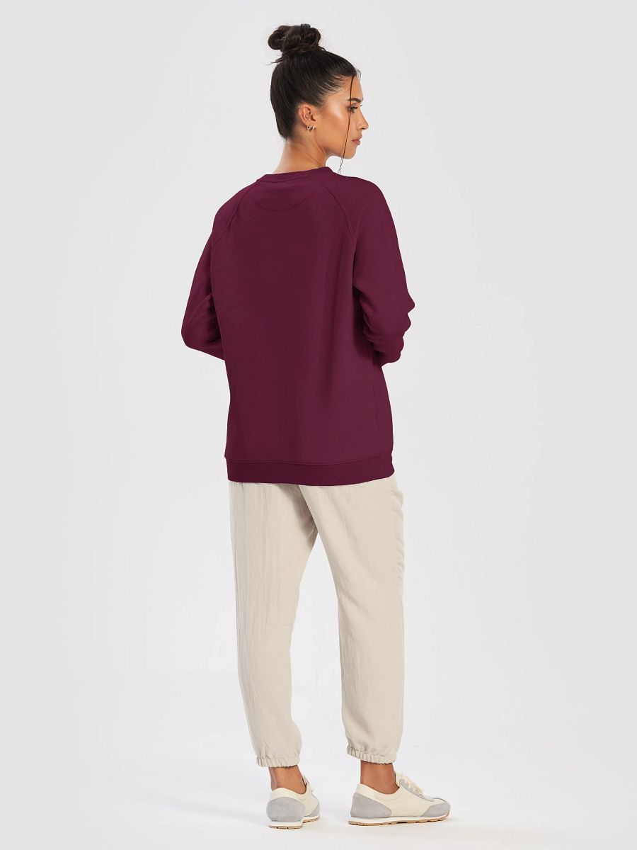 Plain Color Burgundy Raglan Sweatshirt product image (4)
