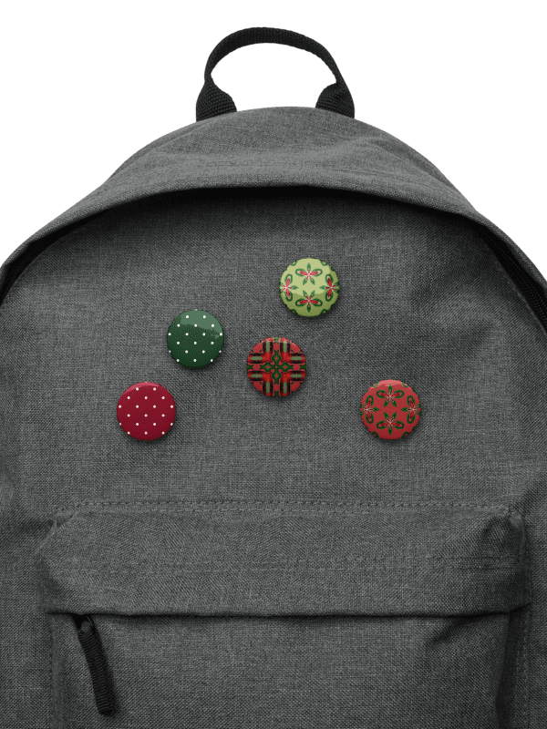 Holiday Pin Set – 5 Vintage-Style Christmas Pins in Red & Green product image (6)