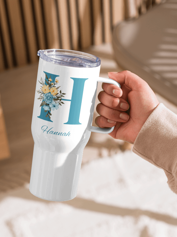 Personalized Floral Monogram Travel Mug – Elegant Custom Gift for Coffee Lovers product image (7)