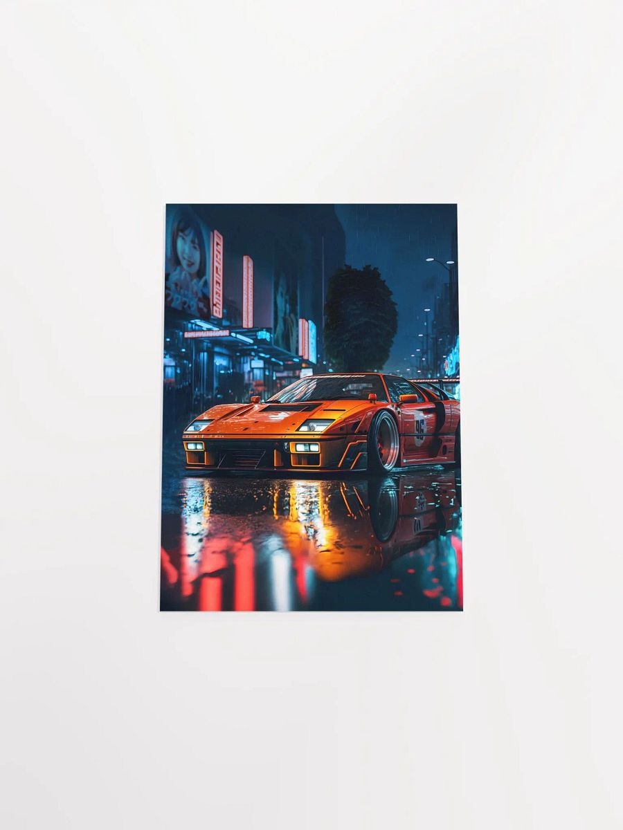 Ferrari, Retrowave classic sports car in Tokyo city [synthwave/vaporwave/cyberpunk] — aesthetic art print product image (9)