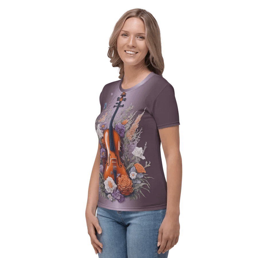 Floral Violin All Over Print T-shirt product image (5)