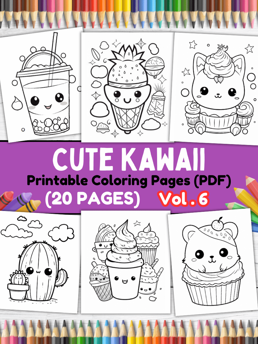 20 Cute Kawaii Coloring Pages#6 (PDF Coloring Pages) product image (1)