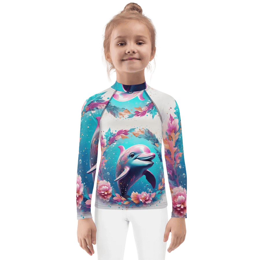 Kids dolphin rash guard product image (1)