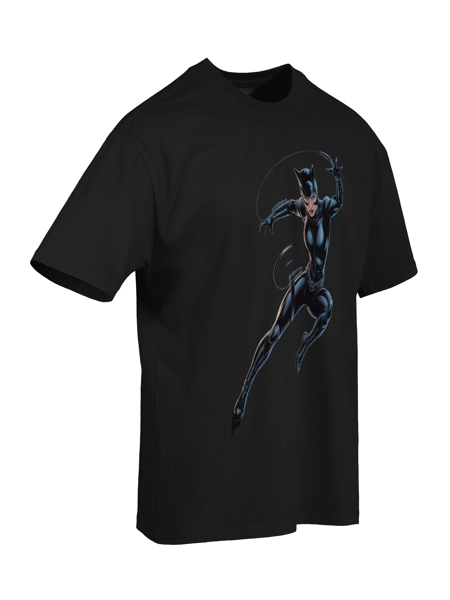 Whip's Fury: Catwoman's Midnight Leap Oversized Faded T-Shirt product image (8)