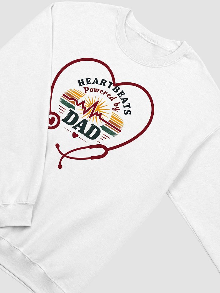 stethoscope heart, ekg Heartbeats Powered by Dad Crewneck Sweatshirt product image (9)