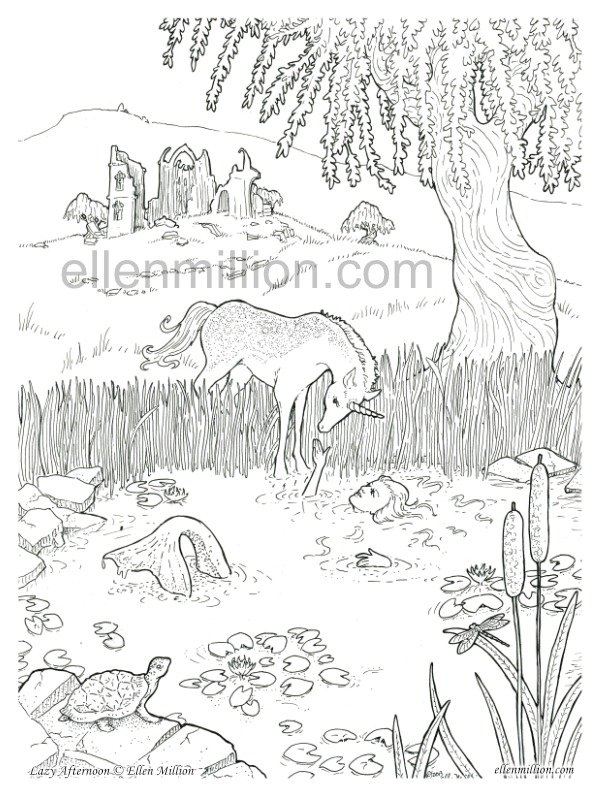 Lazy Afternoon - Digital Coloring Page product image (1)