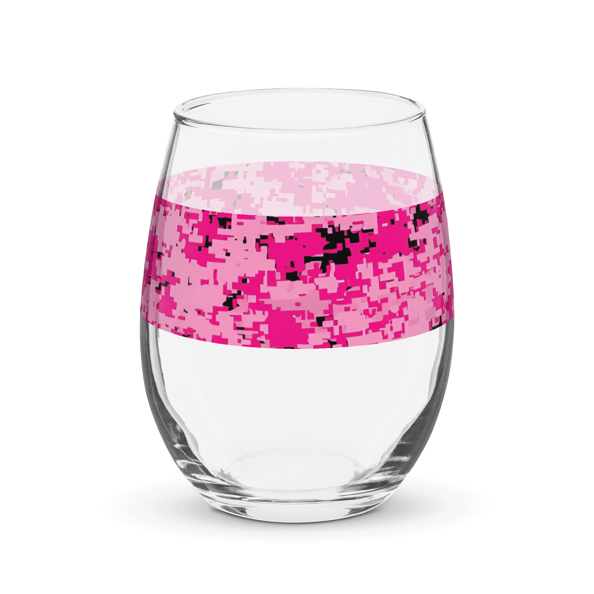 Pixelated Pink Camo Stemless Wine Glass product image (4)