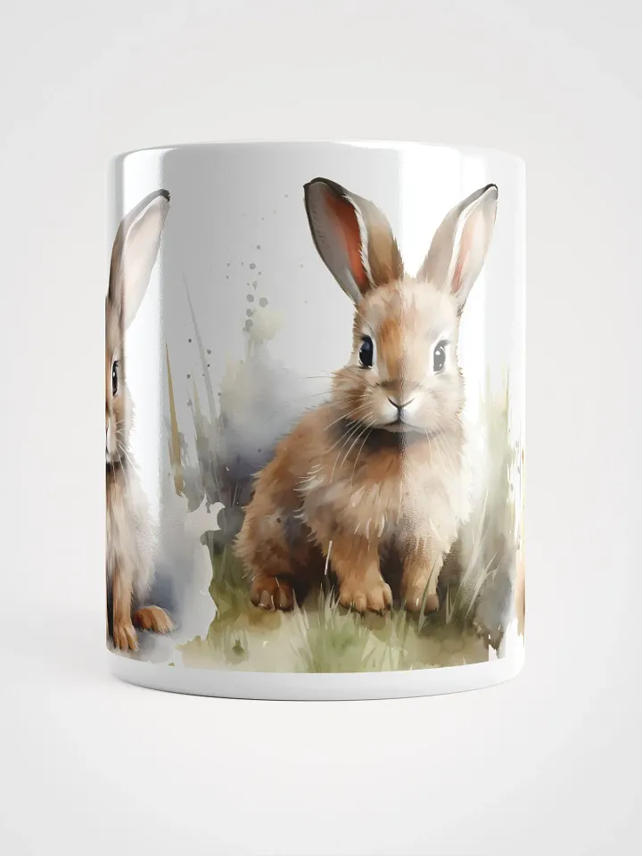Fluffy Rabbit Trio White Glossy Mug product image (2)