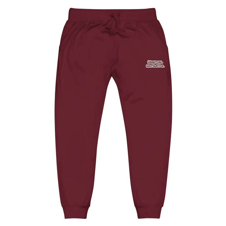HABITUAL INSTIGATOR (maroon bubble design) embroidered fleece joggers product image (8)