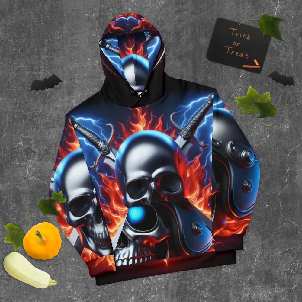 Silver Digital Skull Art - Unisex Skull Hoodie #30 product image (9)