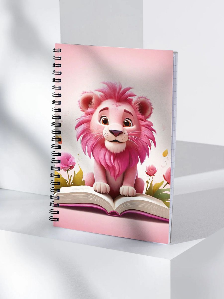 pink lion with flower and book product image (4)