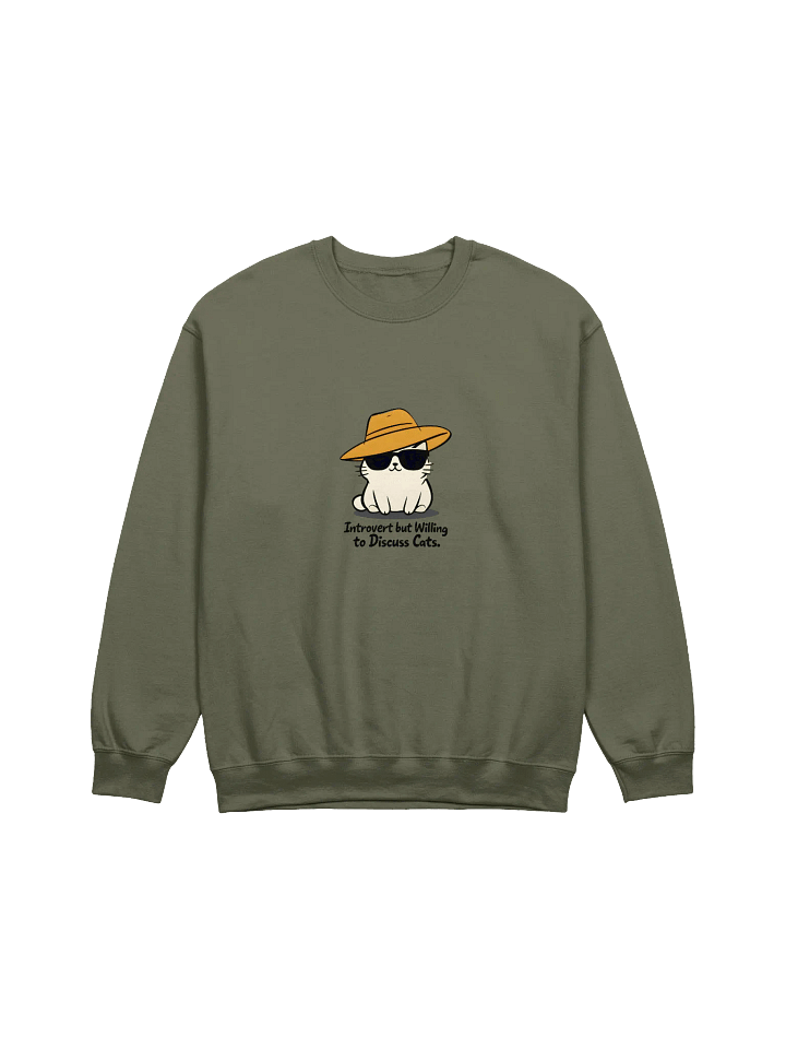 Unisex Midweight Crewneck Sweatshirt with Stylish Cartoon Cat Design product image (1)
