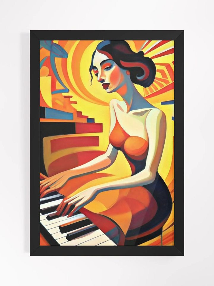 Harmony in Elegance: Captivating Framed Poster of a Classy Lady Playing the Piano product image (1)