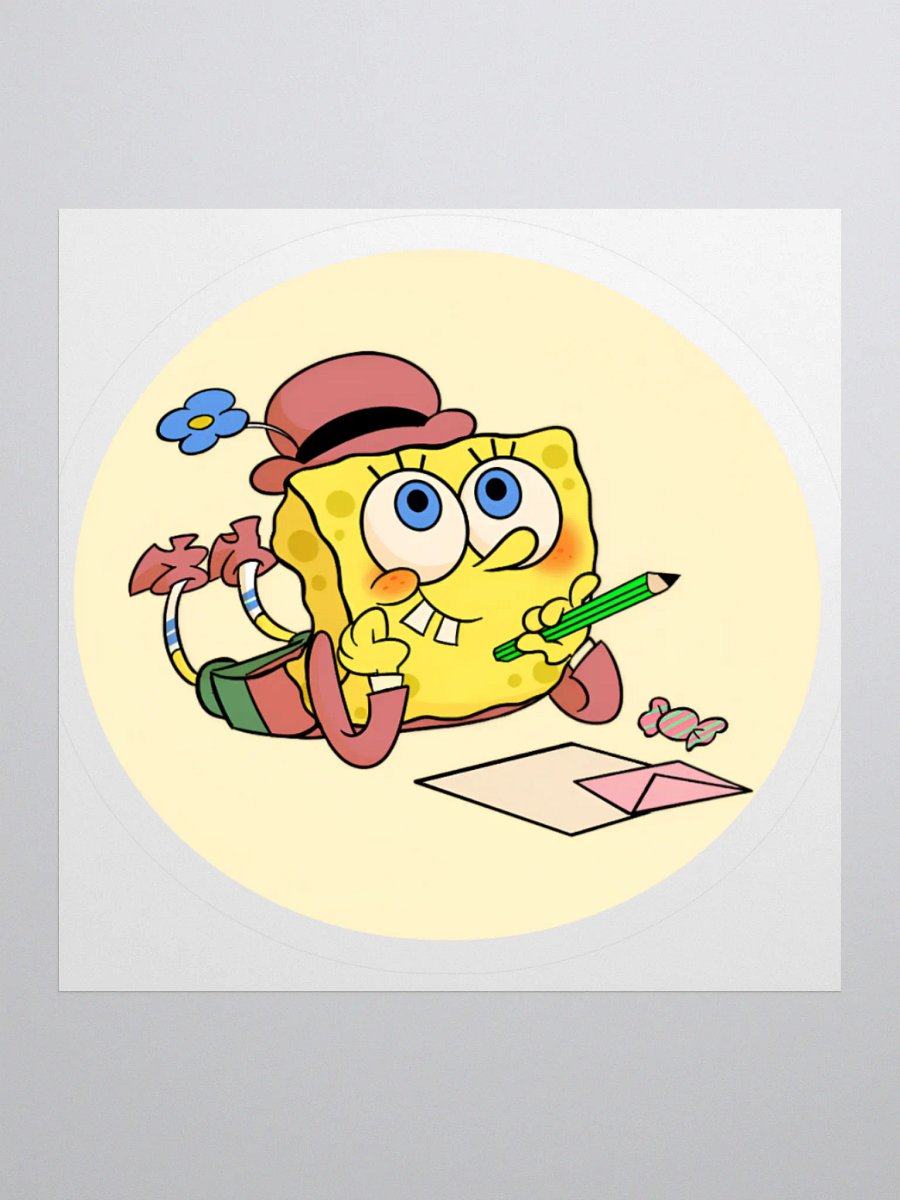 Cute Yellow Sponge Writing a Letter Sticker - Whimsical Cartoon product image (1)