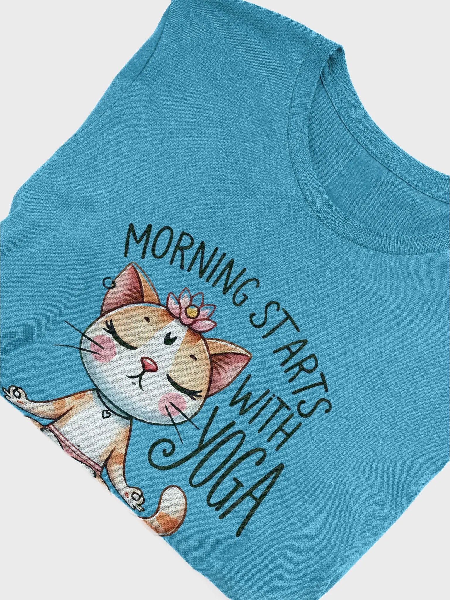 Morning Starts with Yoga Cat T-Shirt – Cute Yoga Kitty Design for Cat Enthusiasts product image (3)