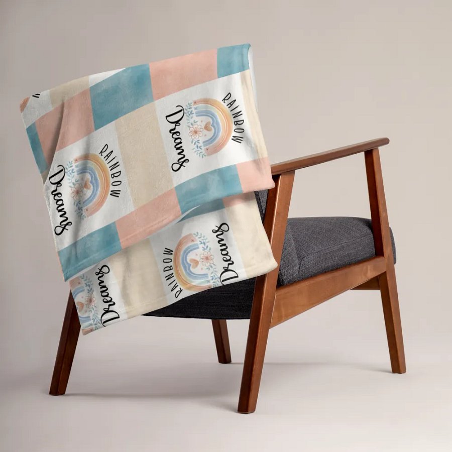 Rainbow Dreams Boho Patchwork Throw Blanket product image (7)