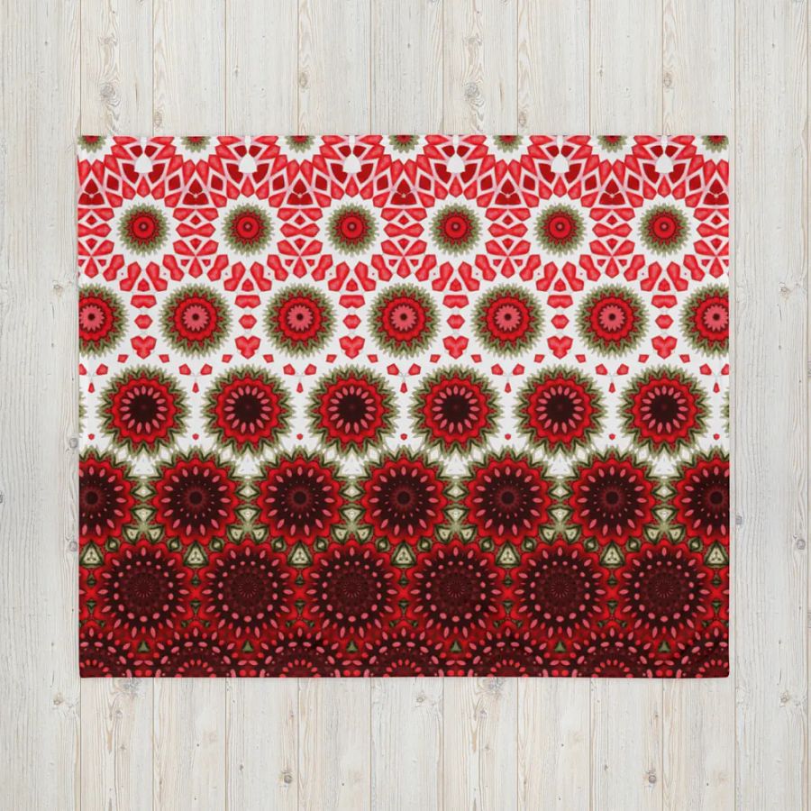 Red Green & White Daisy Throw Blanket product image (6)