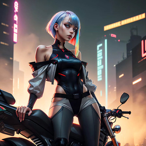 Buckle up and hold on tight! Lucy from Cyberpunk Edgerunners is ready to take you on a wild ride on her sleek motorcycle. Are...