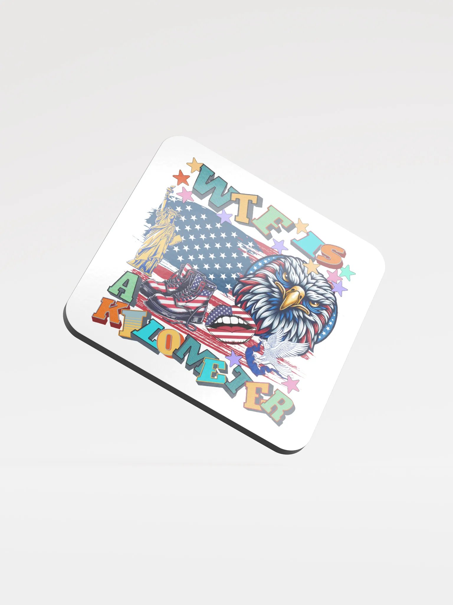 WTF Is A Kilometer Patriotic Cork Coaster product image (2)