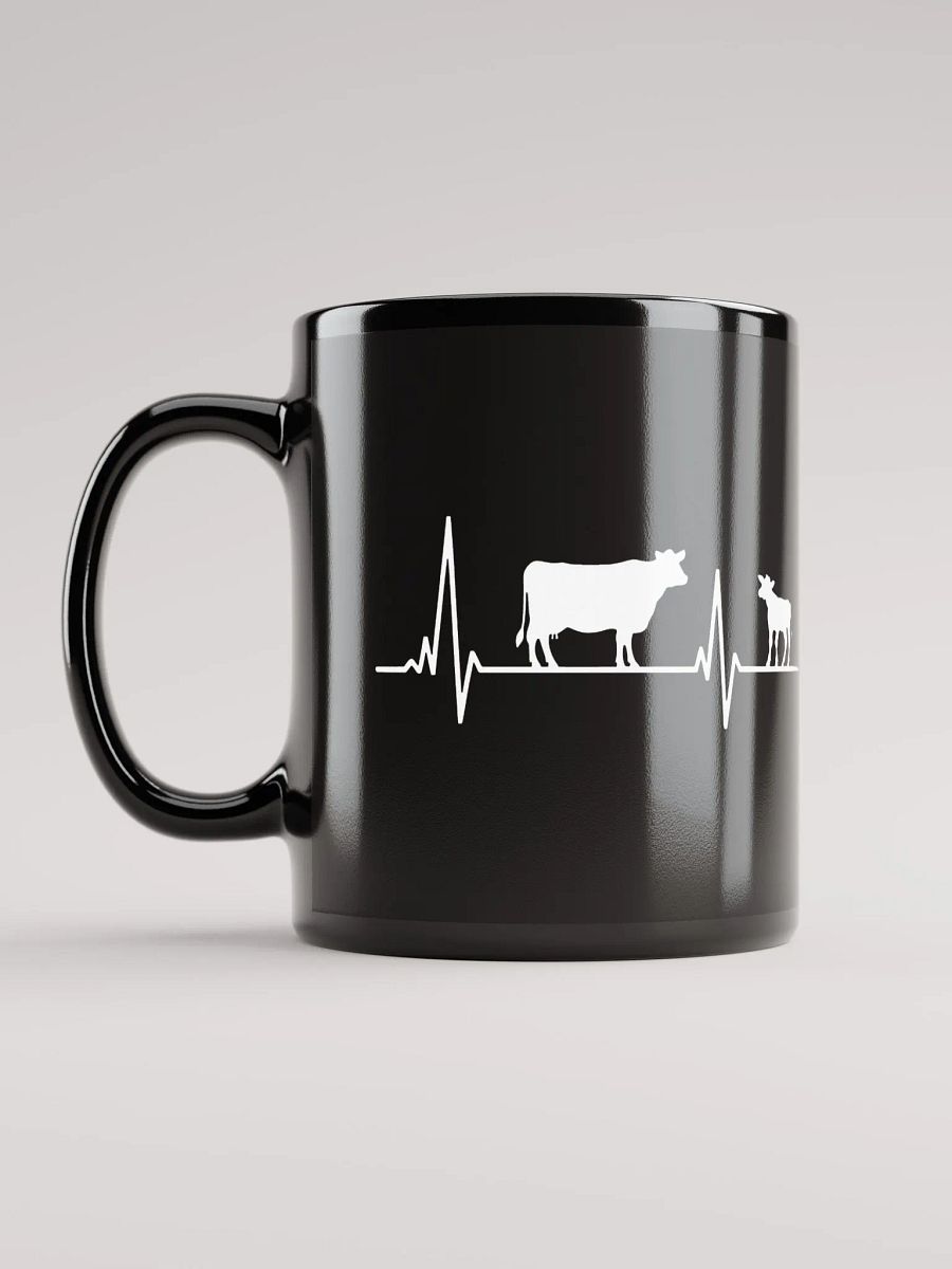 "Heartbeat-Cow" black glossy mug product image (6)