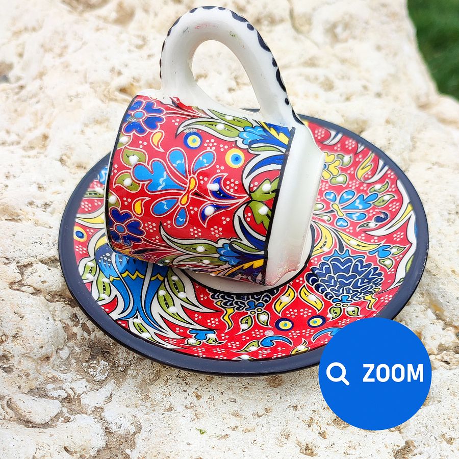 Ceramic coffee set (Iznik) — handmade pottery, Turkish ceramic product image (10)