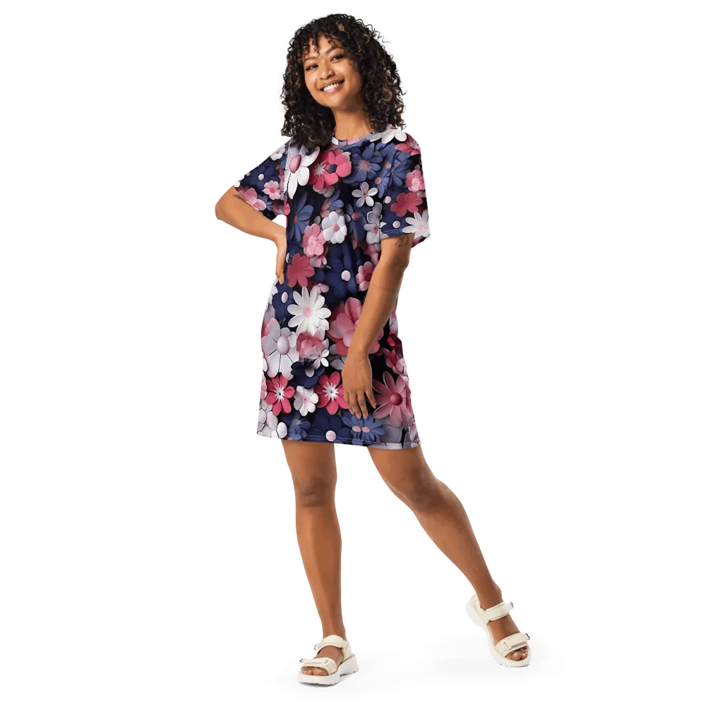 3D-Ditsy-Flowers-Seamless-Patterns T-shirt Dress - V8 product image (7)