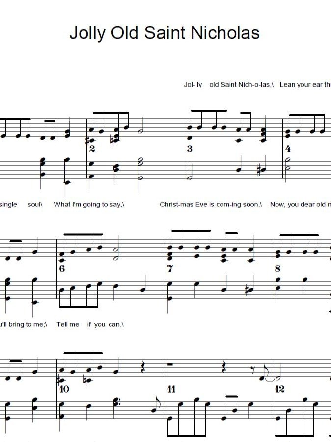 Jolly Old Saint Nicholas - Christmas - Piano sheet music product image (1)