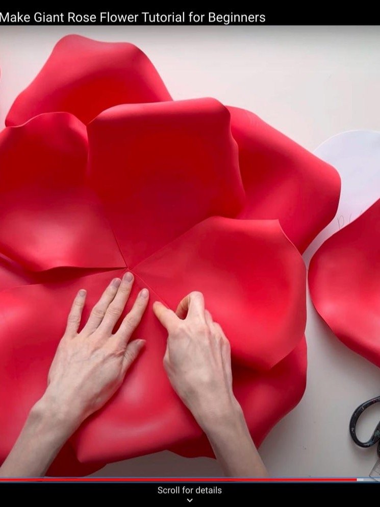 Giant Foam Rose for Wall Decor: Templates + Materials Checklist with links + Video Tutorial on YouTube product image (8)