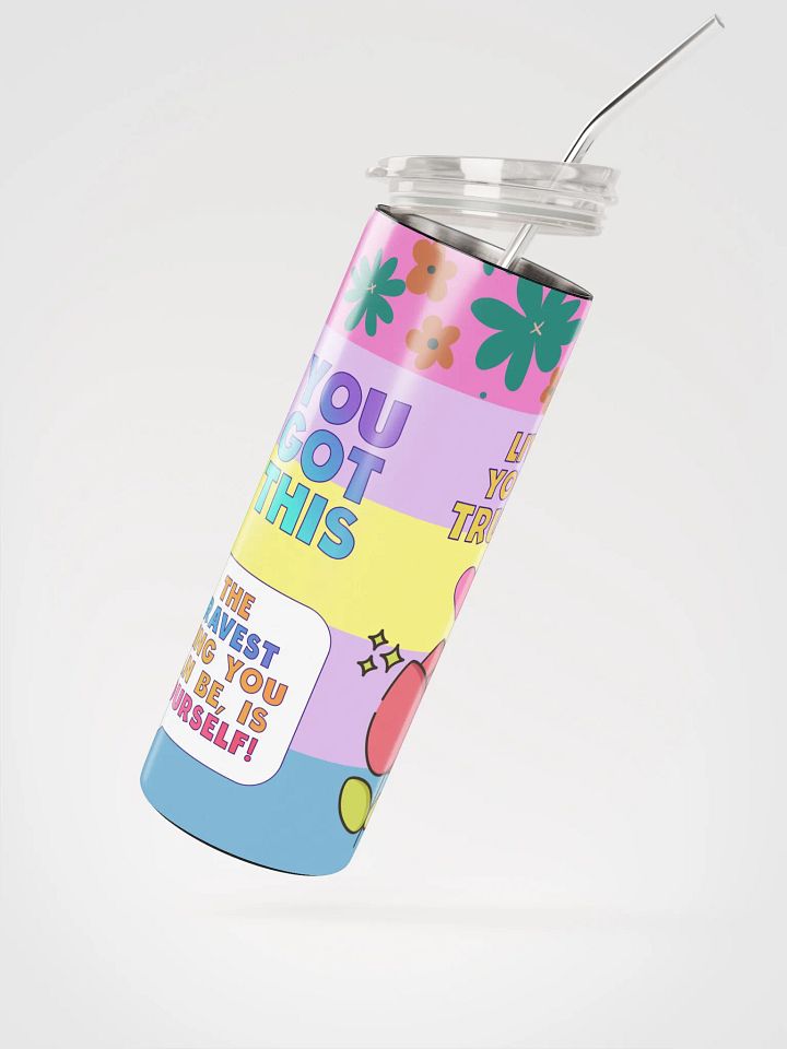 20 oz vacuum insulated Stainless Steel Tumbler with reusable Straw, leak proof cup lid, Empowerment Vibes Tumbler Mug Flasks. Drinkware Bottles product image (2)