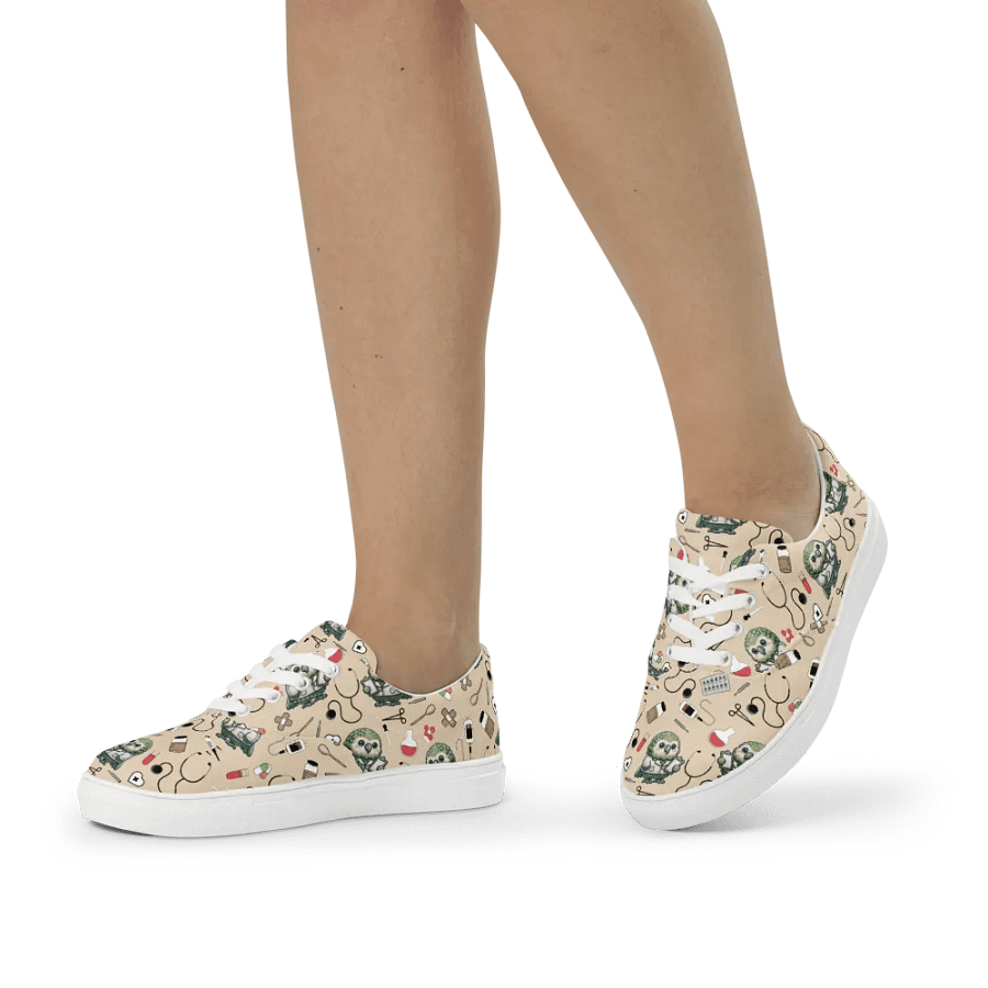 Cute Medical Kakapo Lace-up Canvas Shoes (Tan) product image (4)