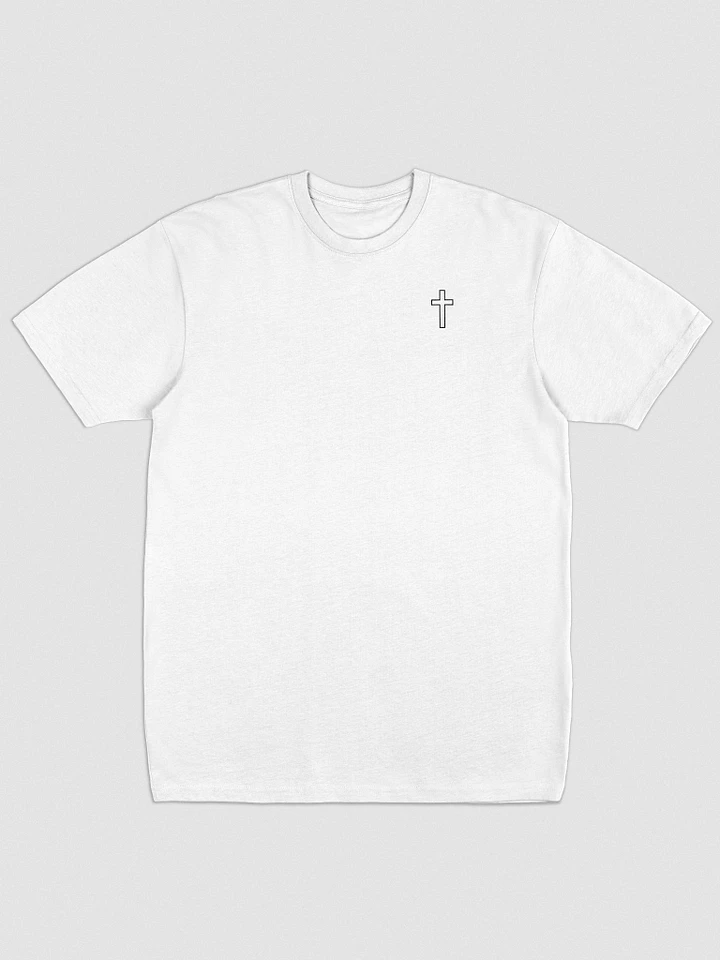 Simple Cross Embroidered White Heavyweight T-shirt product image (1)