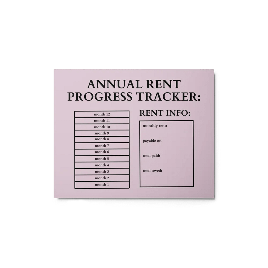 HIGHFALUTIN ANNUAL RENT TRACKER (black design 13) product image (1)