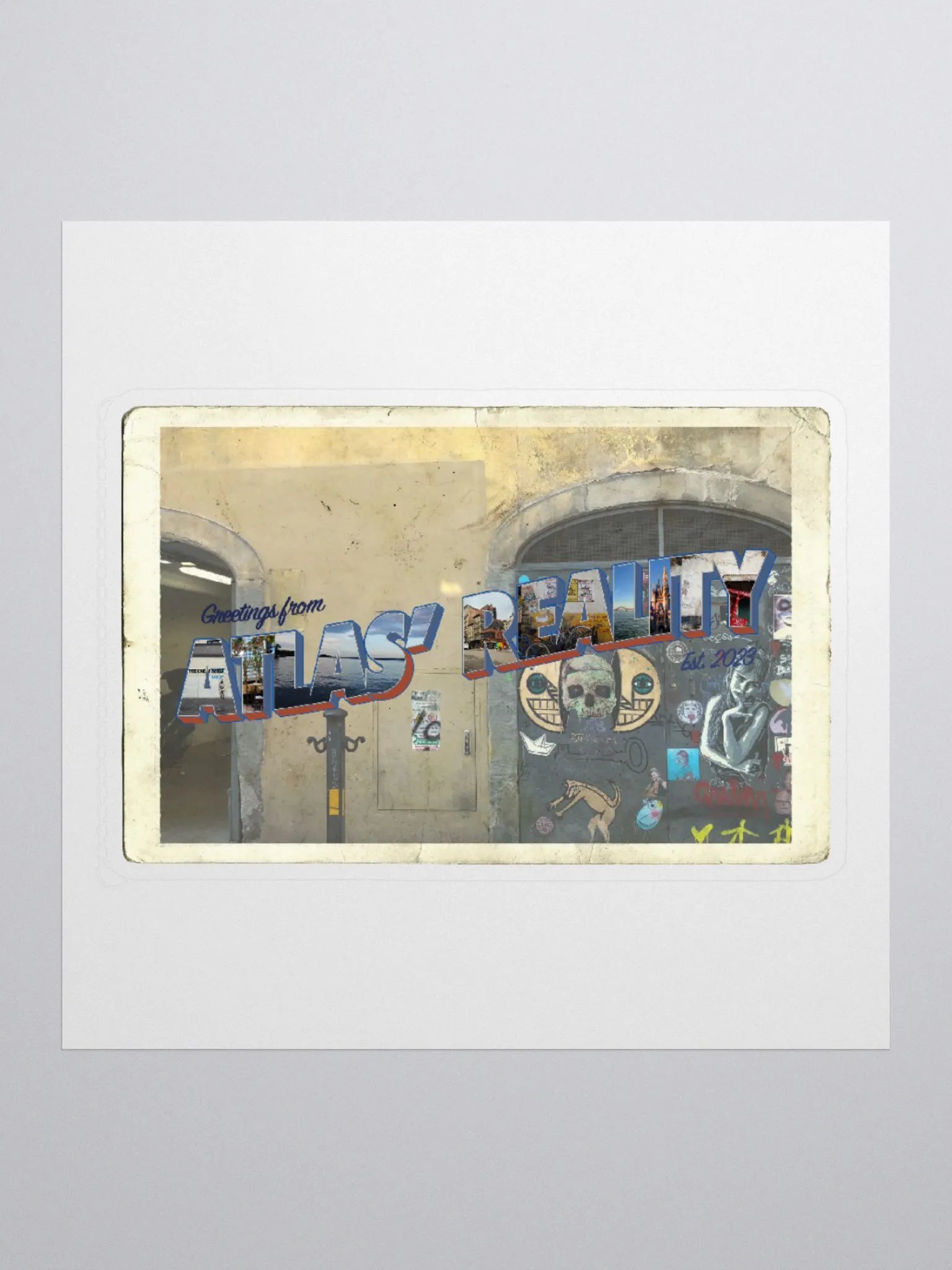 Atlas' Reality Postcard Sticker product image (1)