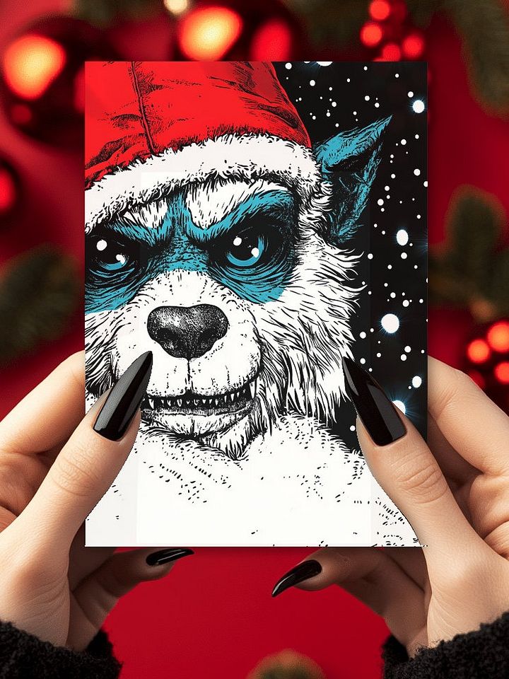 Retro Bandit Wolfy Christmas Cards Pack of 10 • 5×7 product image (1)
