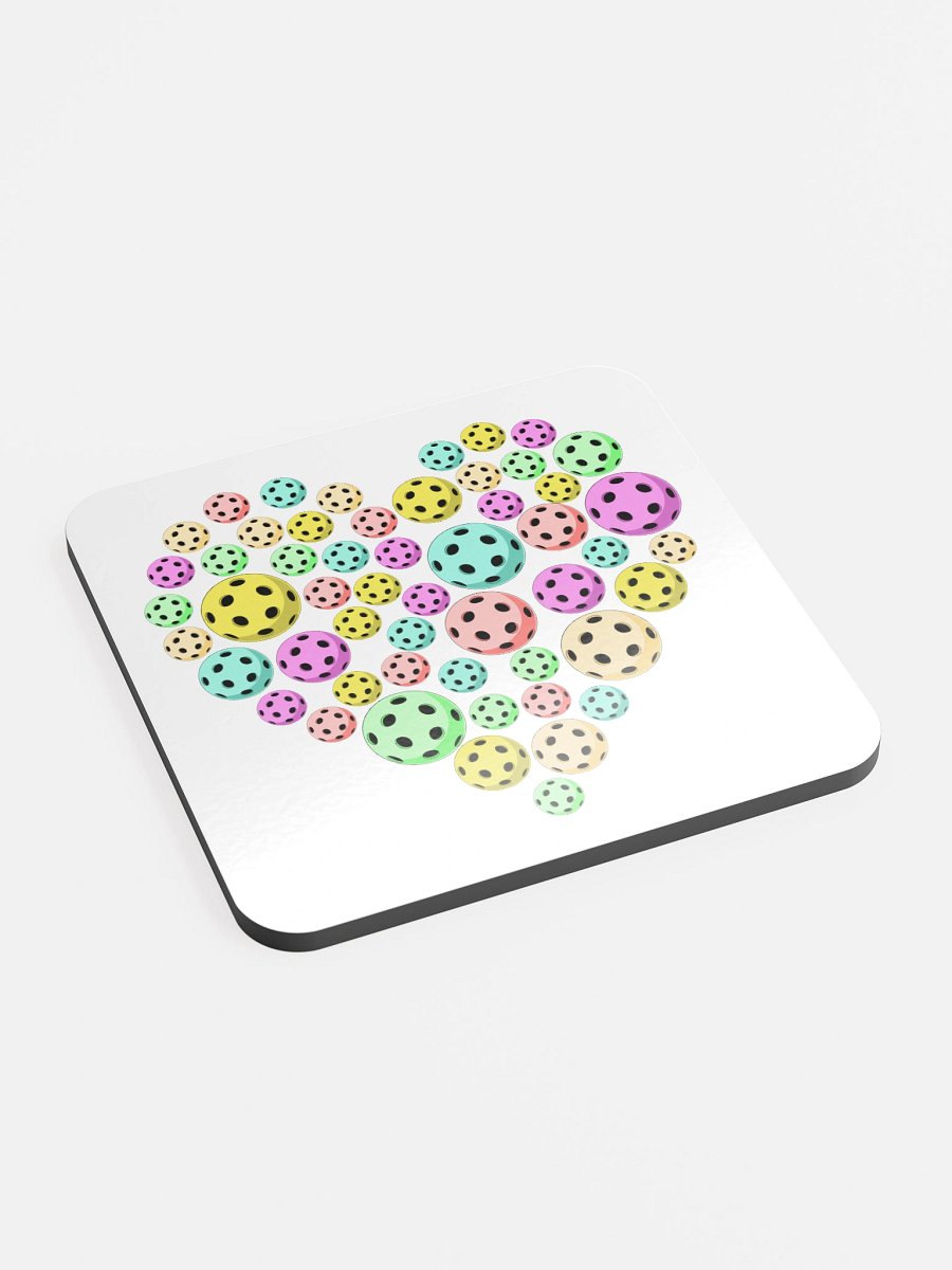 Heart Pickleball Colored Circle Coasters product image (3)