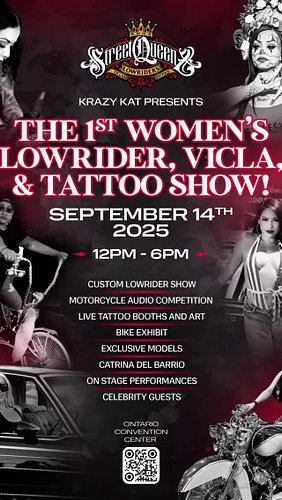 Next Sunday SEP 14th THE FIRST WOMEN’S  LOWRIDER, VICLA, & TATTOO SHOW 🔥@streetqueenzevent presented by @kat_thebikerchick go...