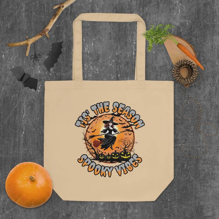 Tis The Season Spooky Vibes Witch Eco Tote Bag product image (4)