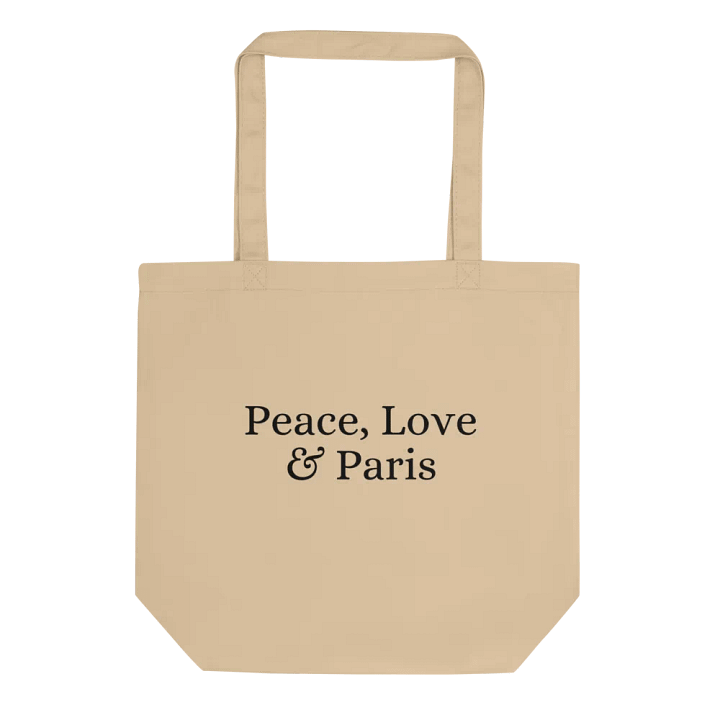 Peace, Love and Paris Organic Statement Tote Bag | Black Ink Design product image (2)