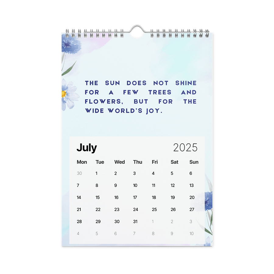 FLORAL INSPIRATIONAL QUOTES WALL CALENDAR 2026 product image (7)