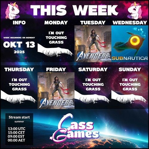 Simple week, finishing off Marvel's Avengers hopefully and diving into @subnautica again. Come on in for a good time with gam...