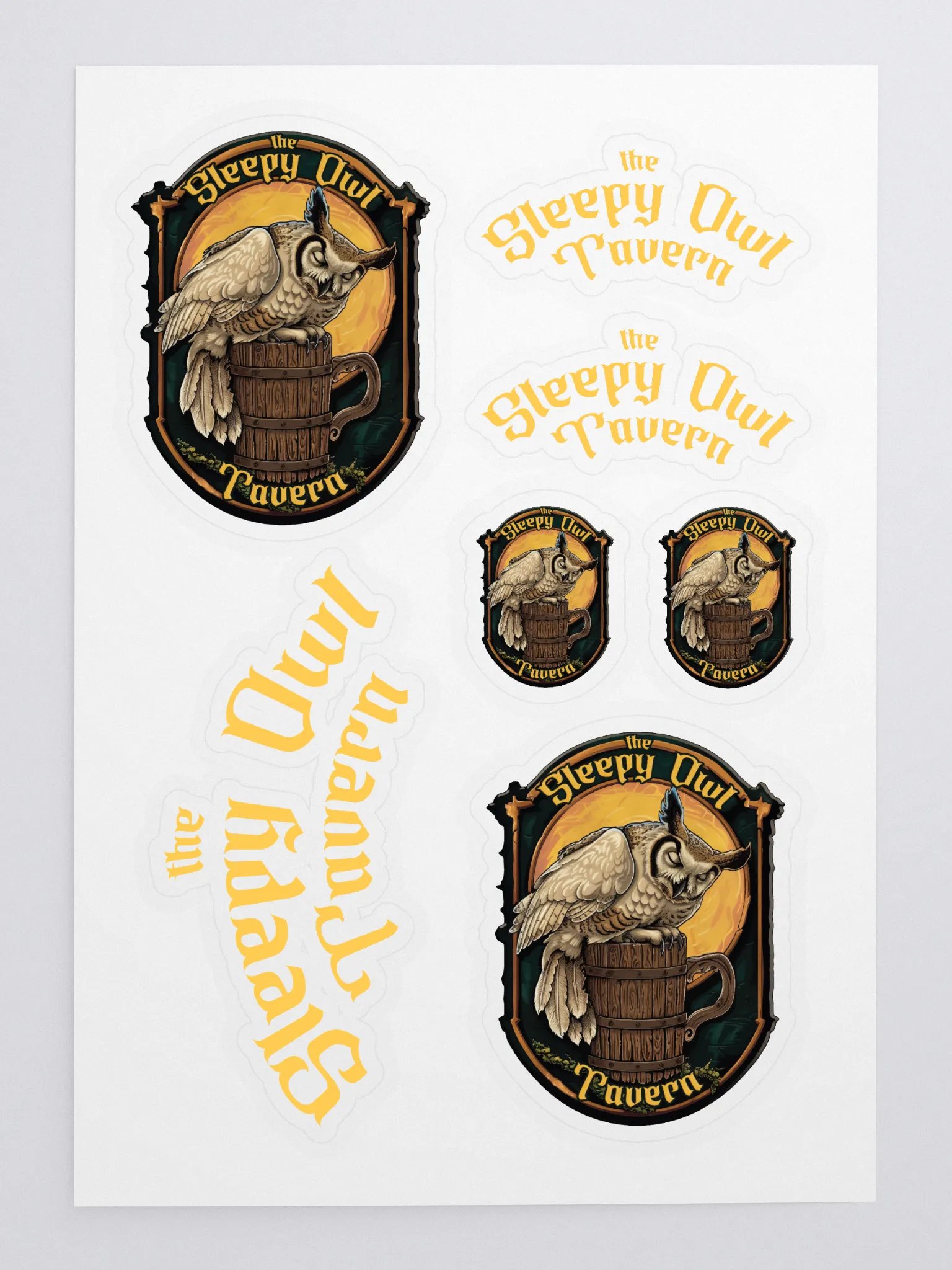 Sleepy Owl Tavern Kiss Cut Sticker Sheet product image (3)