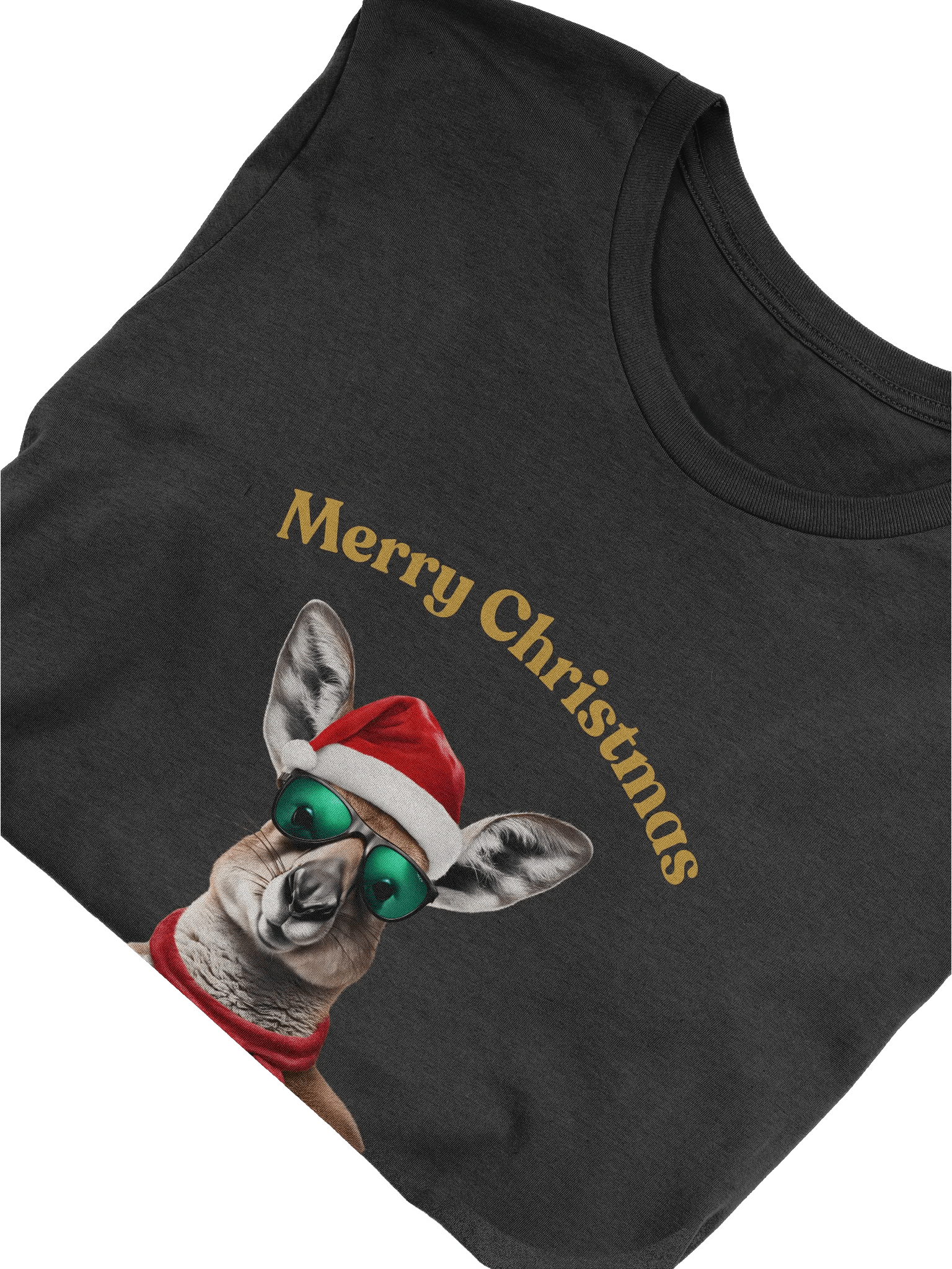 Festive Kangaroo Merry Christmas T-Shirt - Gold product image (5)