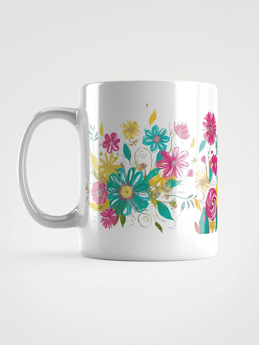 Artsy Boho Flowers White Glossy Ceramic Mug product image (6)