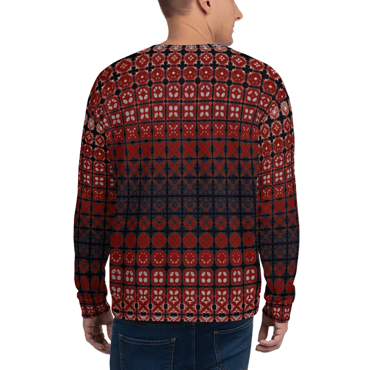 Abstract Red Squares Unisex All Over Print Sweatshirt product image (2)