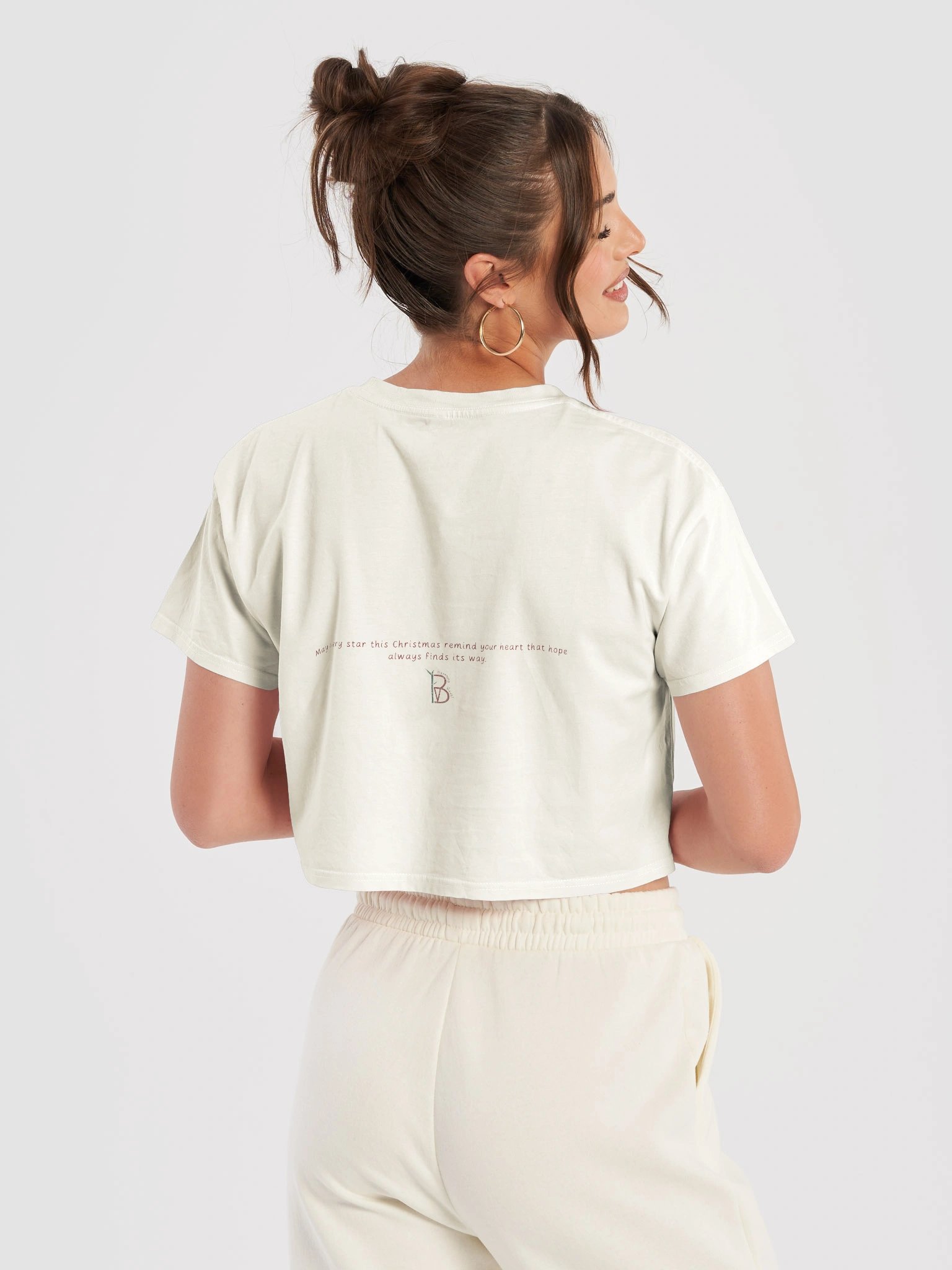 Women’s premium crop top winter heart home. Elegant Christmas design with handmade illustration product image (6)