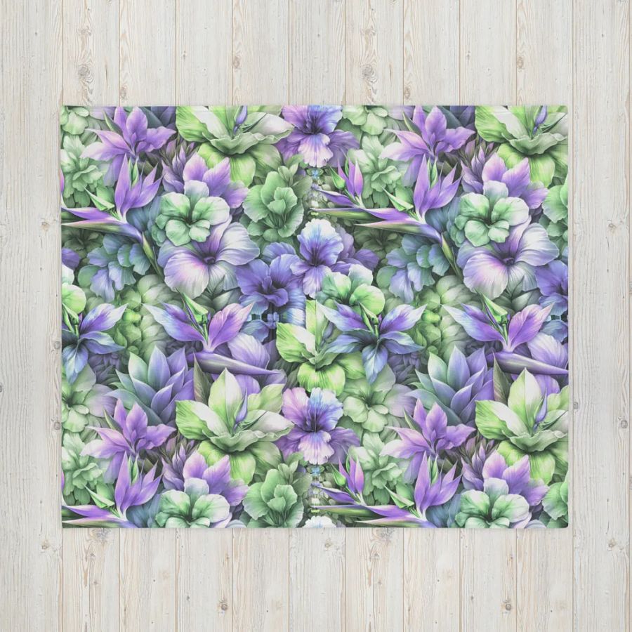 Color My World Green & Lilac Floral Throw Blanket product image (6)